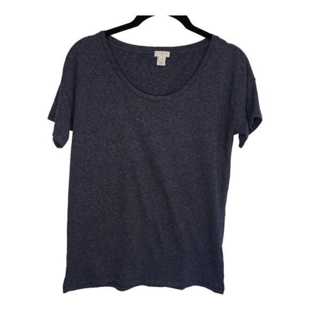 J Crew Scoop Neck T Shirt Womens XS Navy Blue Short Sleeve Slub Knit Casual